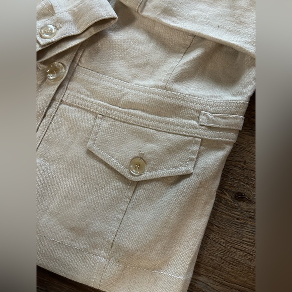 Kasper Safari Style Blazer Jacket Linen Blend Cream/Tan Size 10 - Picture 6 of 12